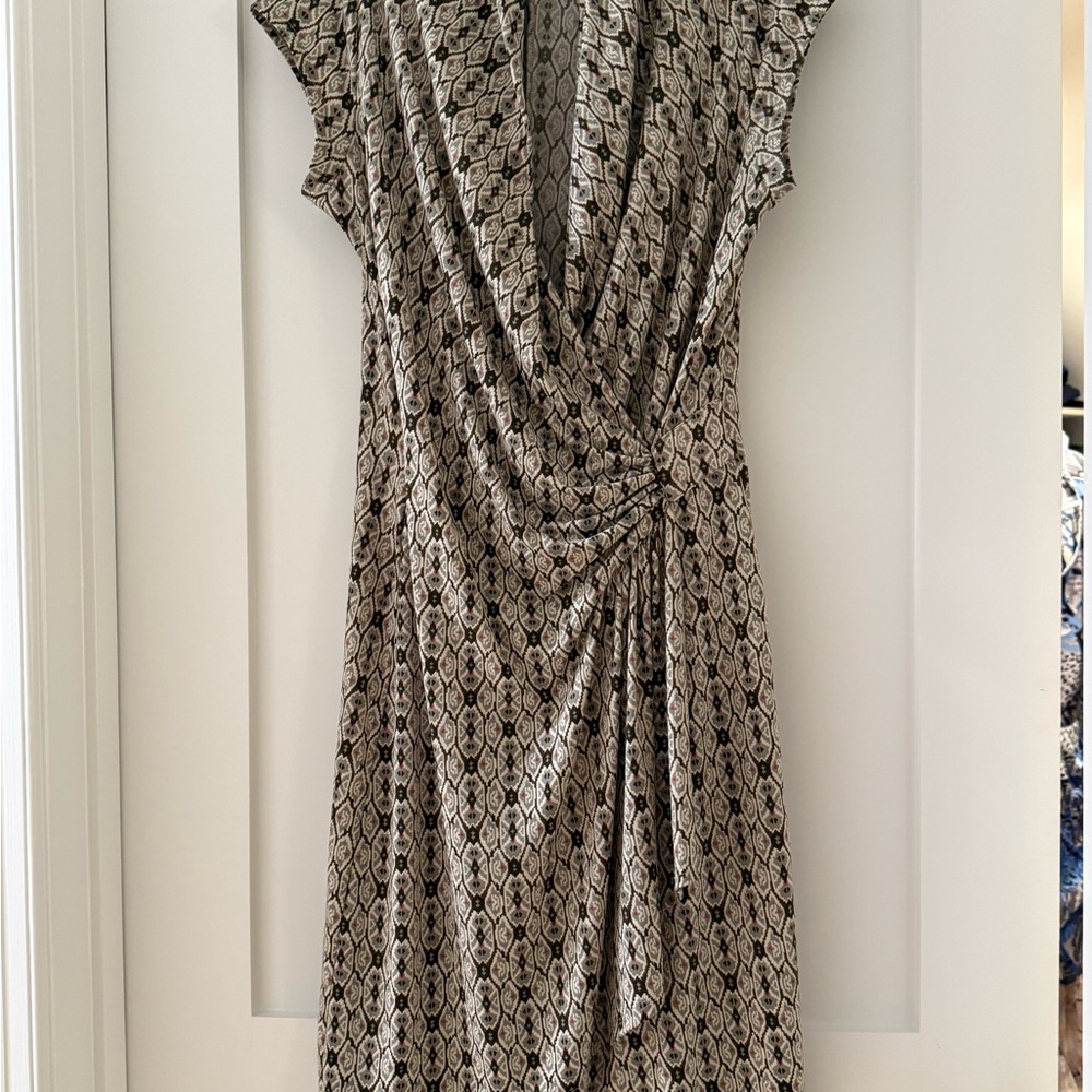 Karen Kane Beige and Black Patterned Midi Dress